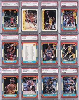 1986/87 Fleer Basketball Complete Set (132) Plus Stickers Set (11) - All PSA NM-MT 8!
